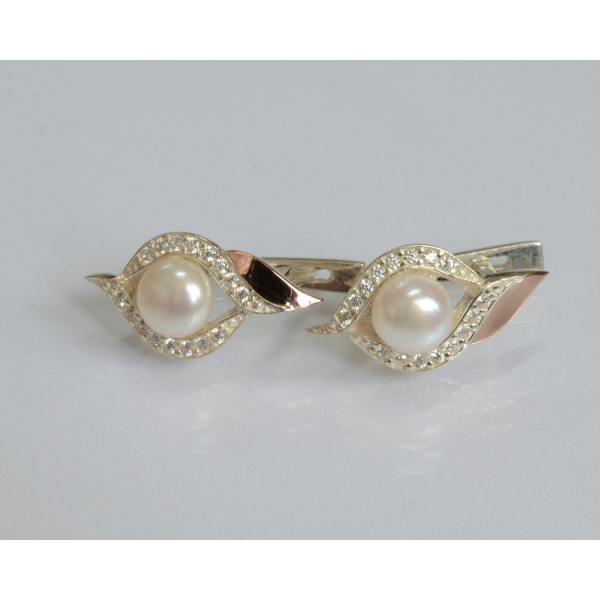 Срібні сережки з перлинами (110с)