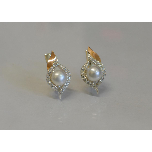 Срібні сережки з перлинами (110с)