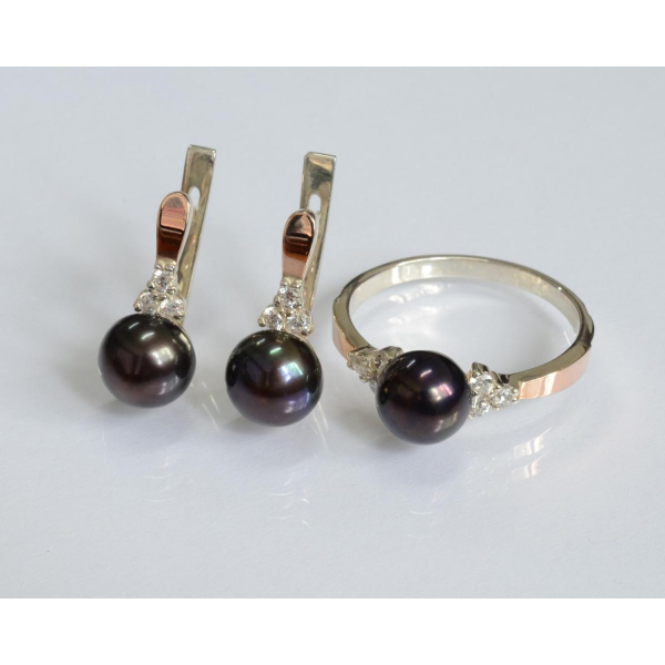 Серебряный комплект с жемчугом (111)