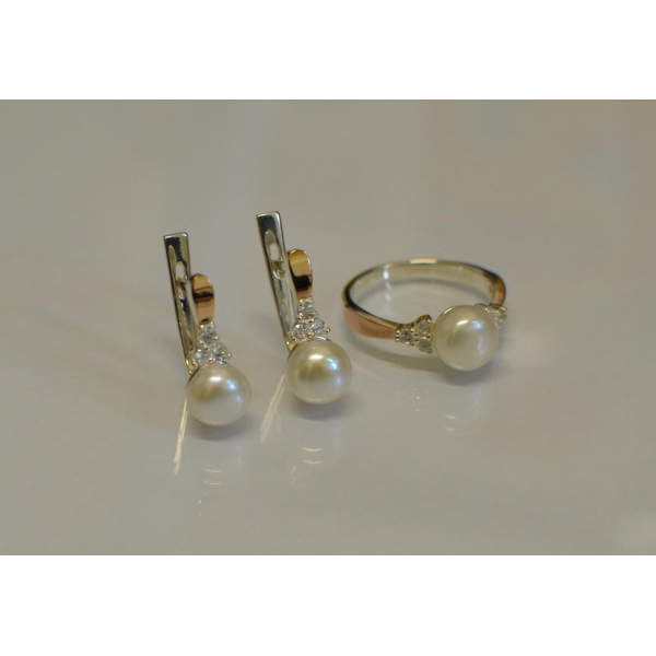 Серебряный комплект с жемчугом (111)