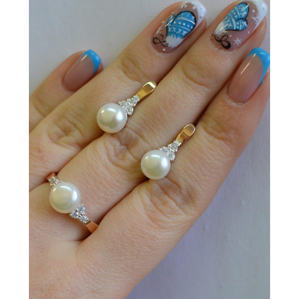 Серебряный комплект с жемчугом (111)