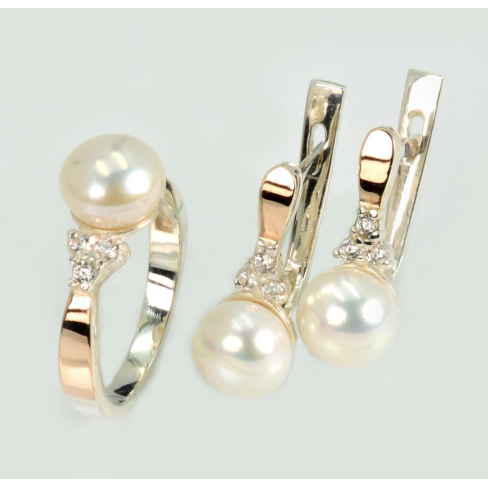 Серебряный комплект с жемчугом