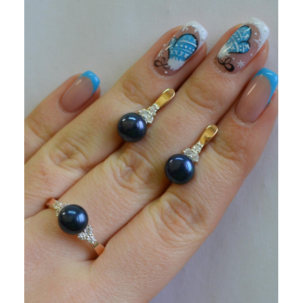 Серебряный комплект с жемчугом (111)