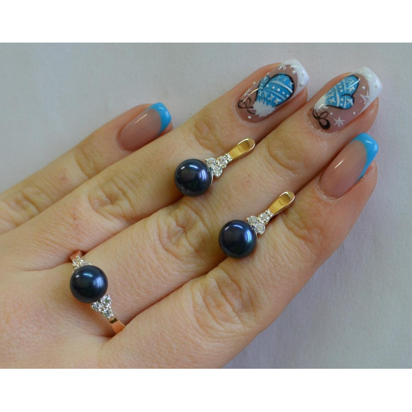 Серебряный комплект с жемчугом (111)