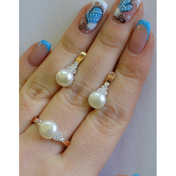 Серебряный комплект с жемчугом (111)