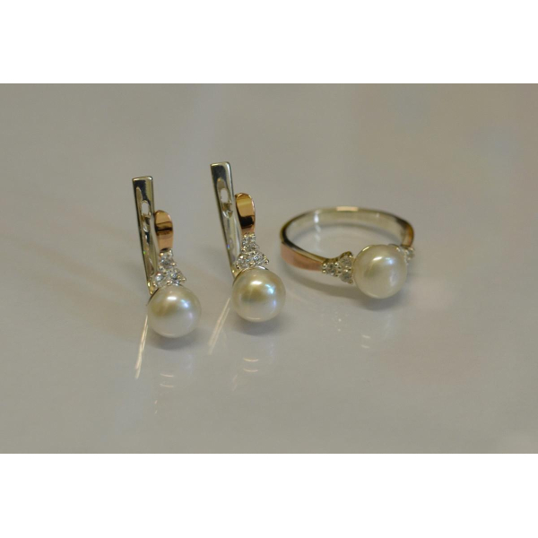 Серебряный комплект с жемчугом (111)