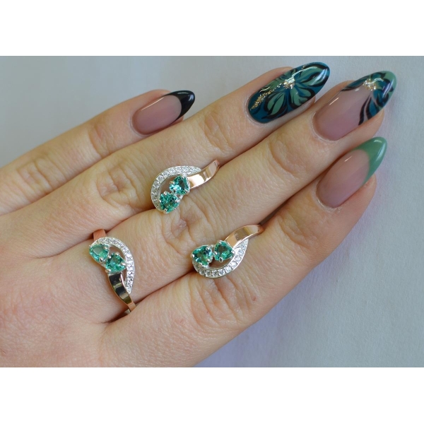 Комплект украшений из серебра с золотом (112)