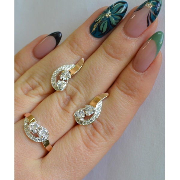 Комплект украшений из серебра с золотом (112)