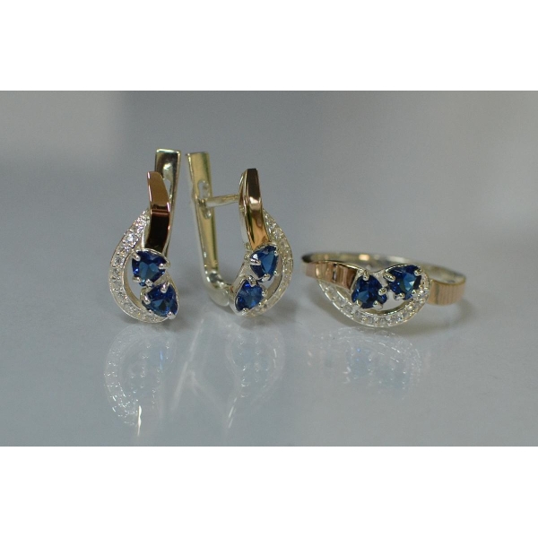 Комплект украшений из серебра с золотом (112)