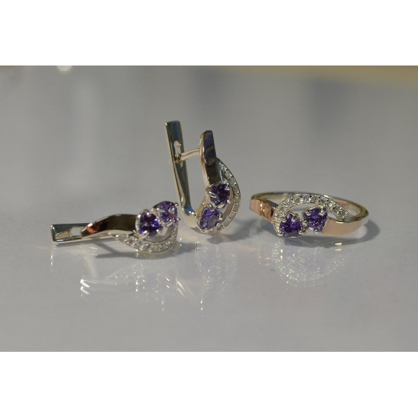 Комплект украшений из серебра с золотом (112)