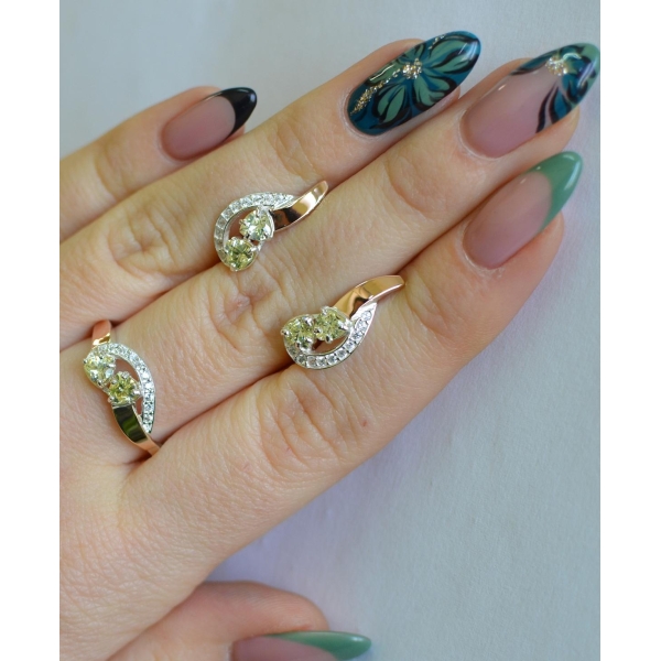 Комплект украшений из серебра с золотом (112)