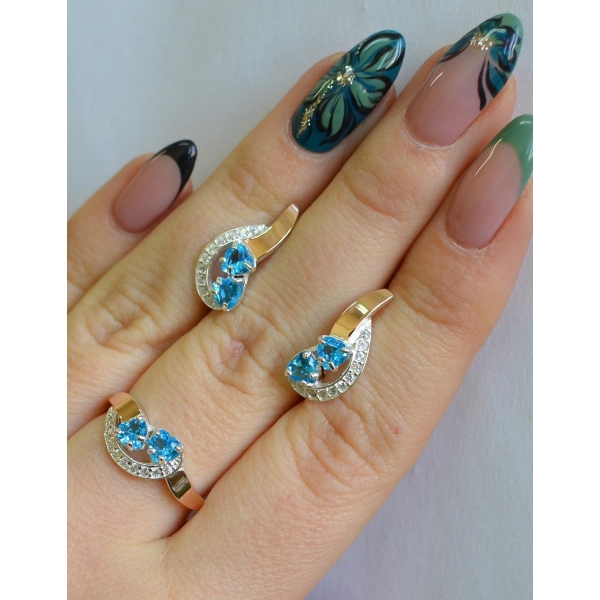 Комплект украшений из серебра с золотом (112)