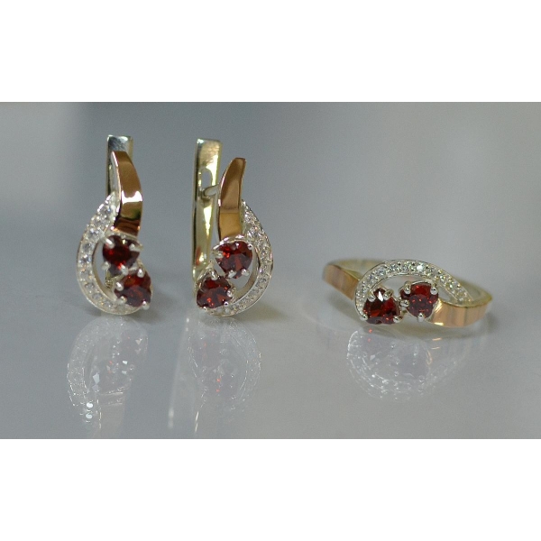 Комплект украшений из серебра с золотом (112)