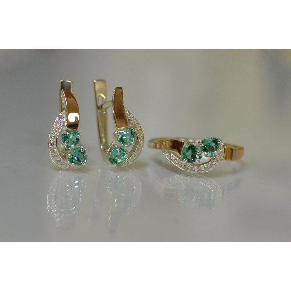 Комплект украшений из серебра с золотом (112)