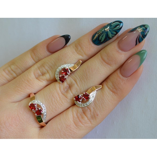 Комплект украшений из серебра с золотом (112)