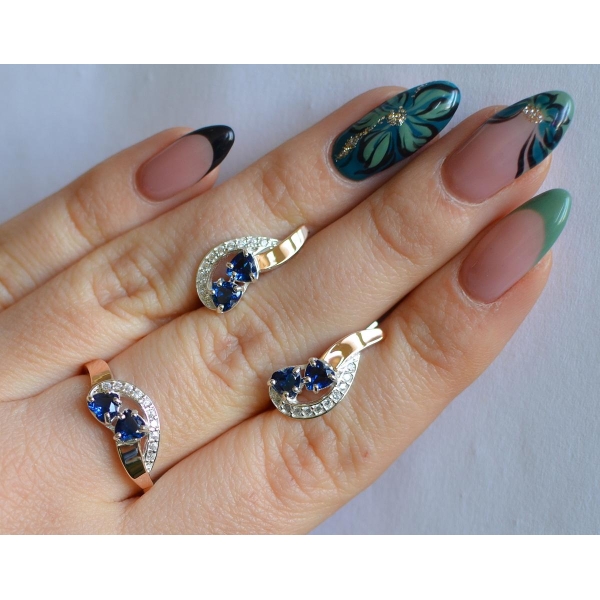 Комплект украшений из серебра с золотом (112)