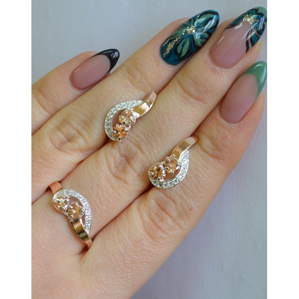 Комплект украшений из серебра с золотом (112)