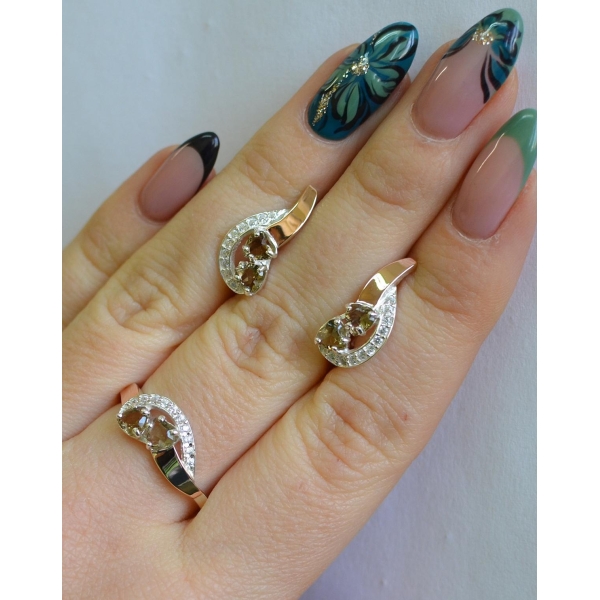 Комплект украшений из серебра с золотом (112)