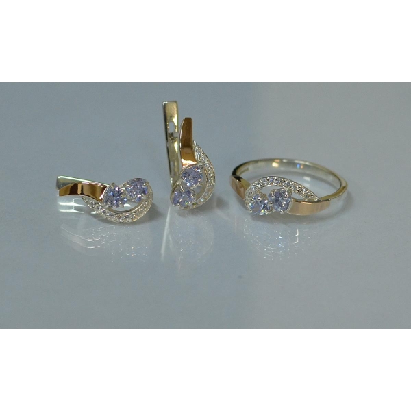 Комплект украшений из серебра с золотом (112)