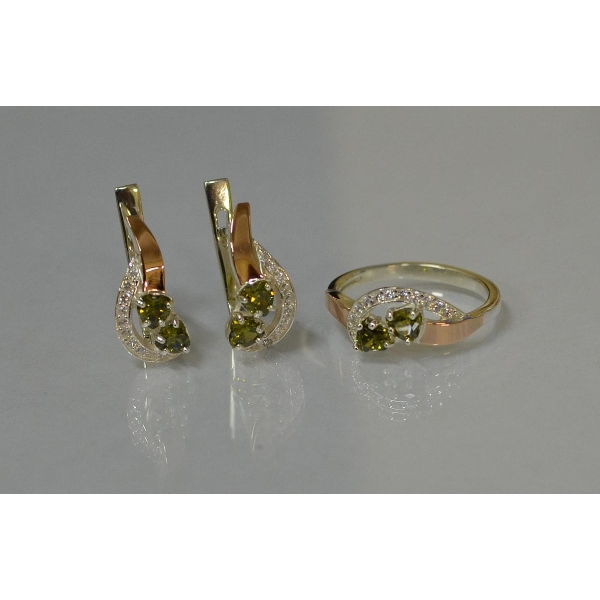 Комплект украшений из серебра с золотом (112)