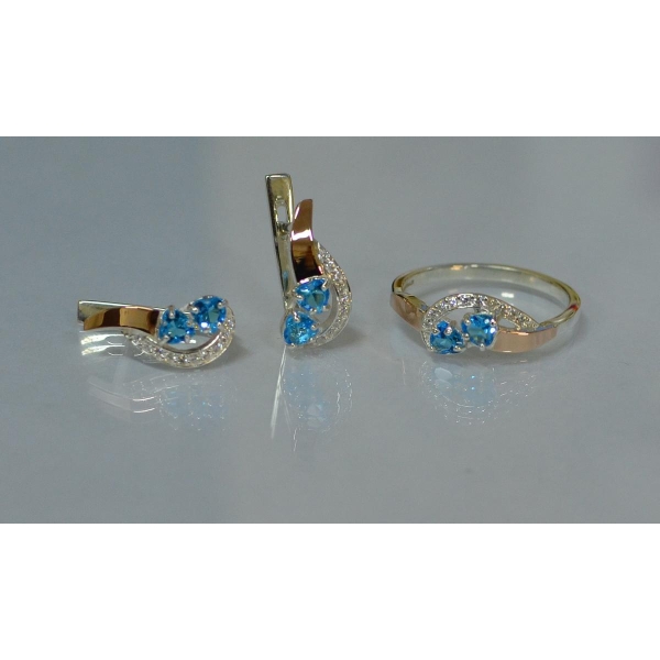 Комплект украшений из серебра с золотом (112)