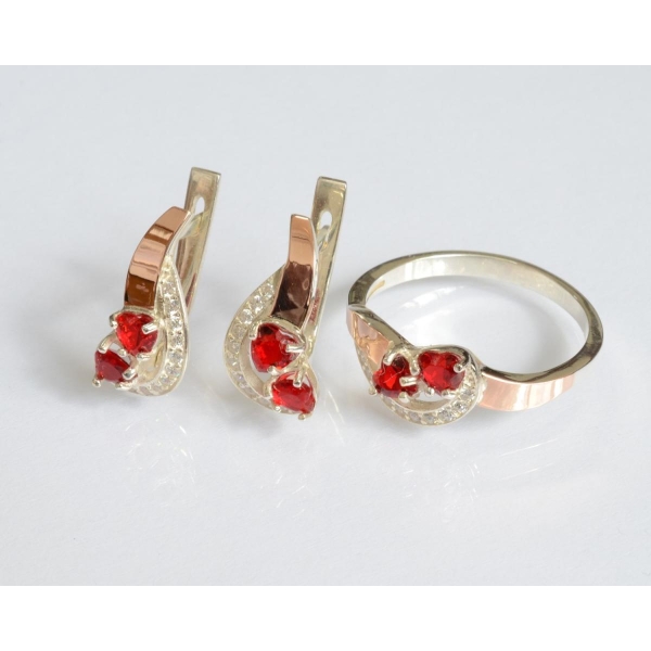 Комплект украшений из серебра с золотом (112)