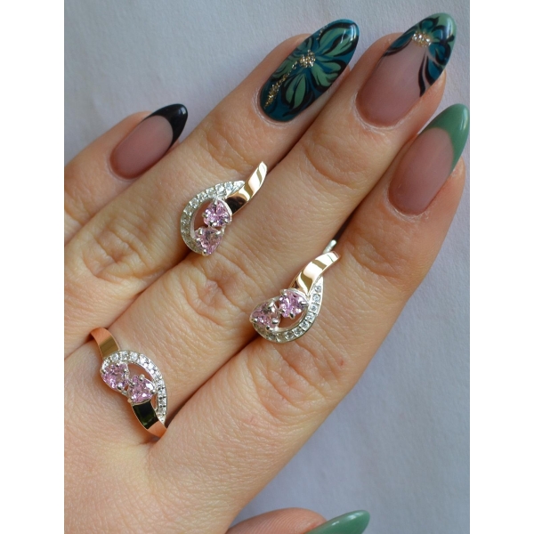 Комплект украшений из серебра с золотом (112)