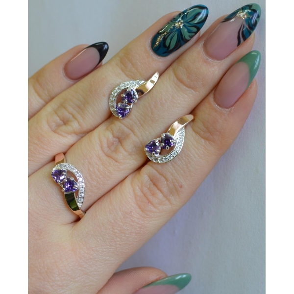 Комплект украшений из серебра с золотом (112)