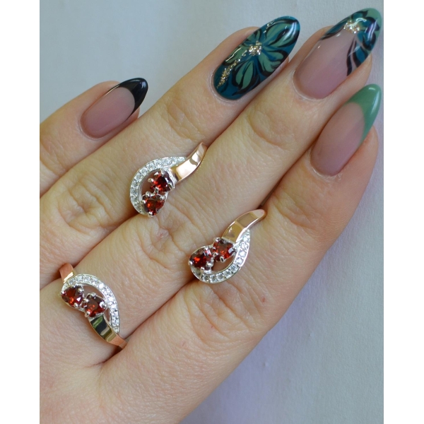 Комплект украшений из серебра с золотом (112)