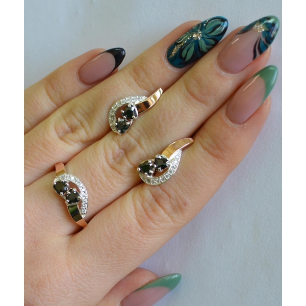 Комплект украшений из серебра с золотом (112)