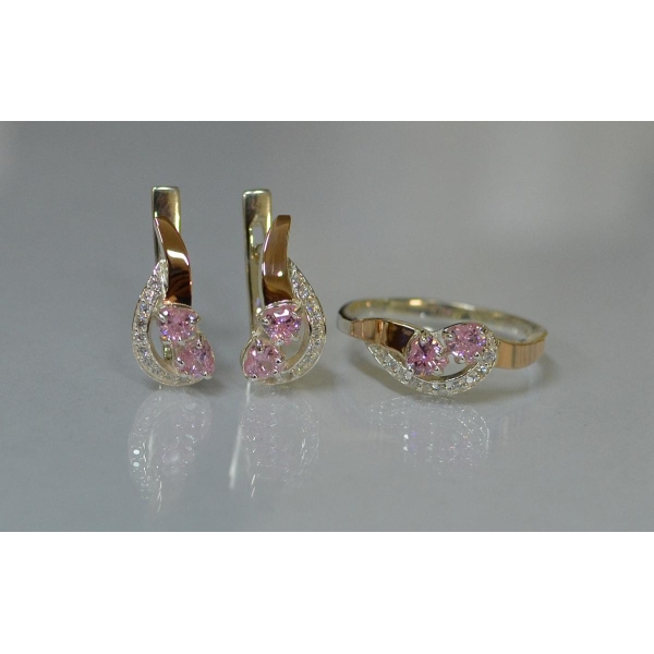 Комплект украшений из серебра с золотом (112)