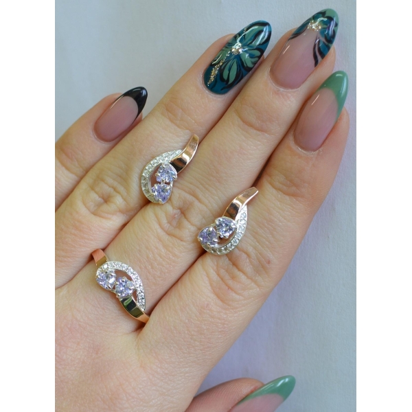 Комплект украшений из серебра с золотом (112)