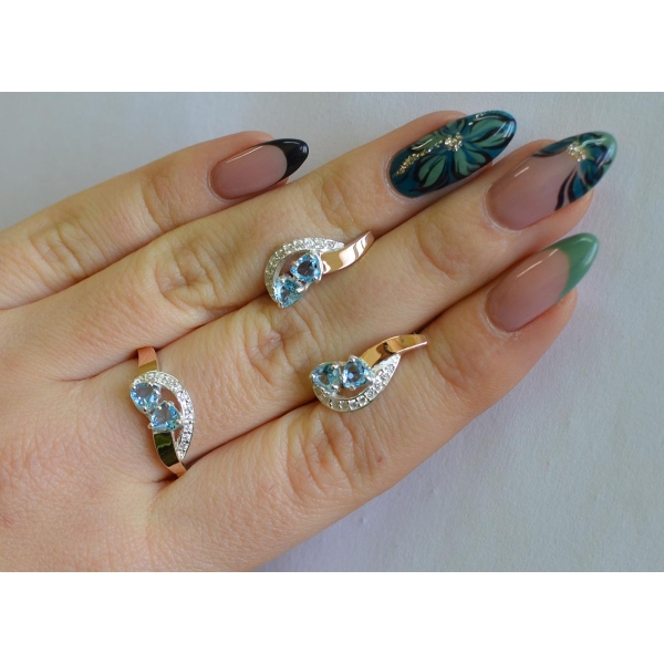 Комплект украшений из серебра с золотом (112)