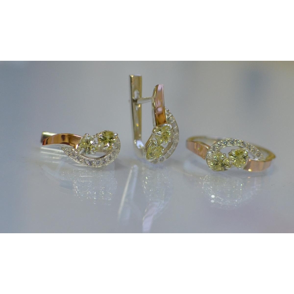 Комплект украшений из серебра с золотом (112)