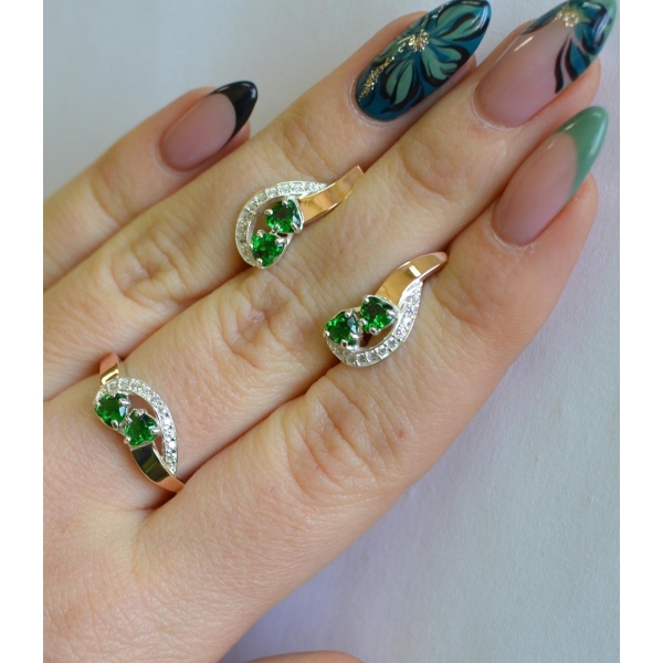 Комплект украшений из серебра с золотом (112)