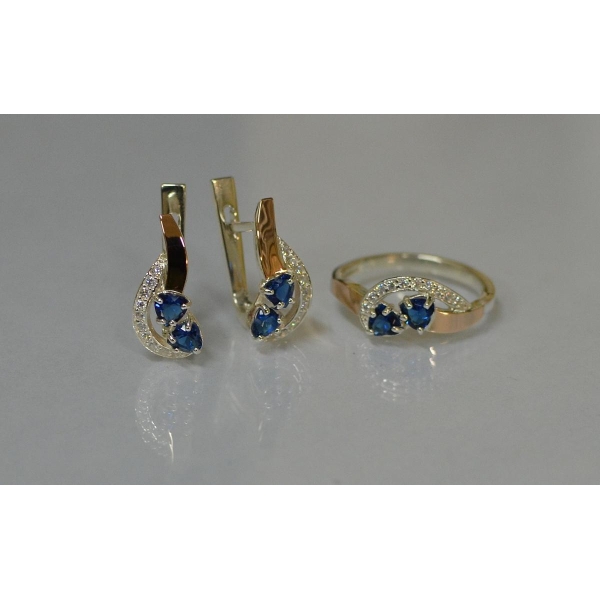 Комплект украшений из серебра с золотом (112)