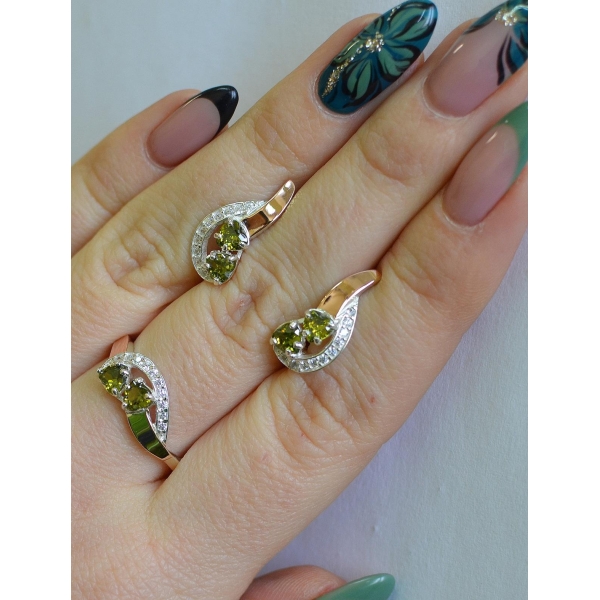 Комплект украшений из серебра с золотом (112)