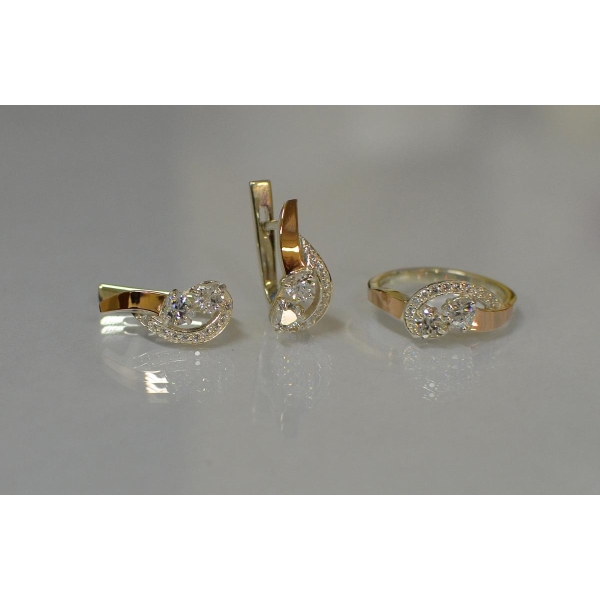 Комплект украшений из серебра с золотом (112)