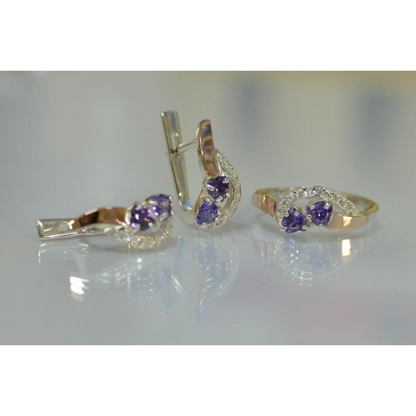 Комплект украшений из серебра с золотом (112)