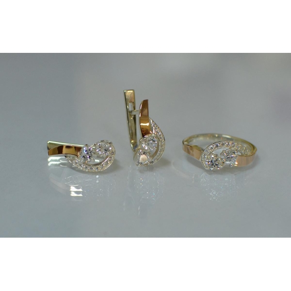 Комплект украшений из серебра с золотом (112)