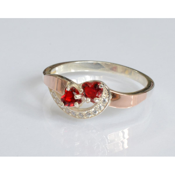 Серебряное кольцо  с сердцами (112к)