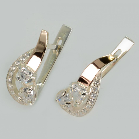 Серебряные сережки с сердцами