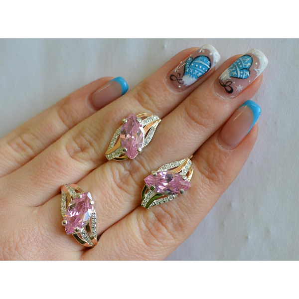 Серебряный набор с золотыми пластинами (114)