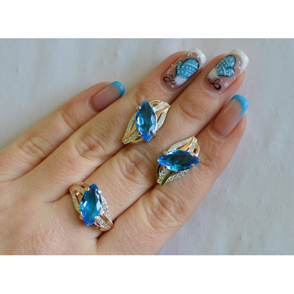 Серебряный набор с золотыми пластинами (114)