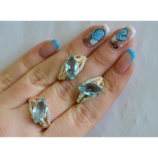 Серебряный набор с золотыми пластинами (114)