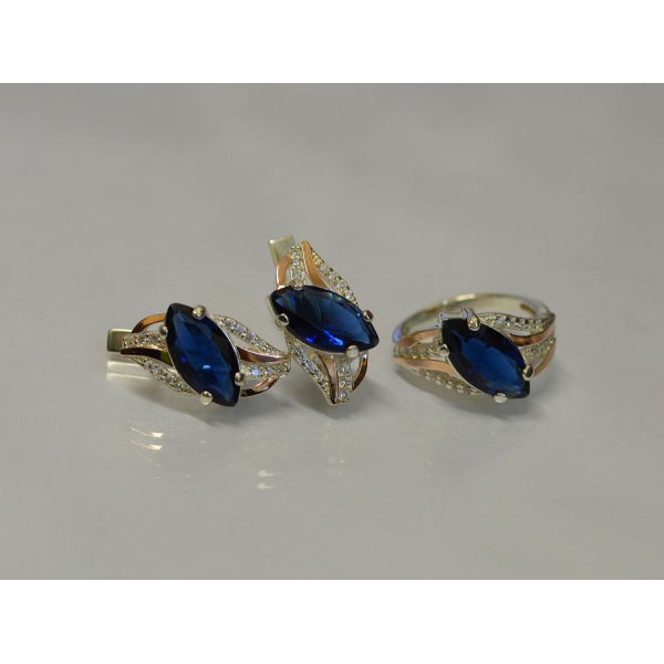 Серебряный набор с золотыми пластинами (114)