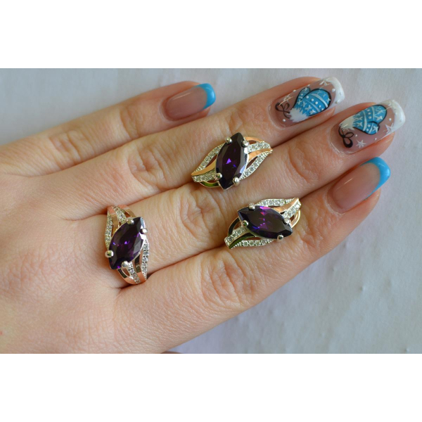 Серебряный набор с золотыми пластинами (114)