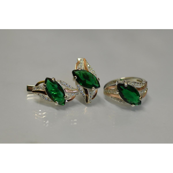 Серебряный набор с золотыми пластинами (114)