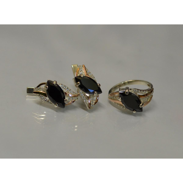 Серебряный набор с золотыми пластинами (114)