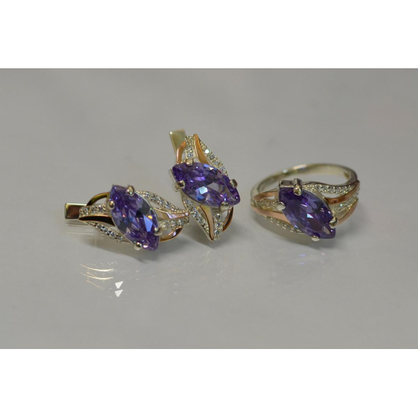 Серебряный набор с золотыми пластинами (114)